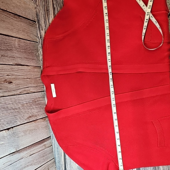 1901 NORDSTROM RED LONG SLEEVE OPEN FRONT KNIT CARDIGAN - Picture 10 of 13